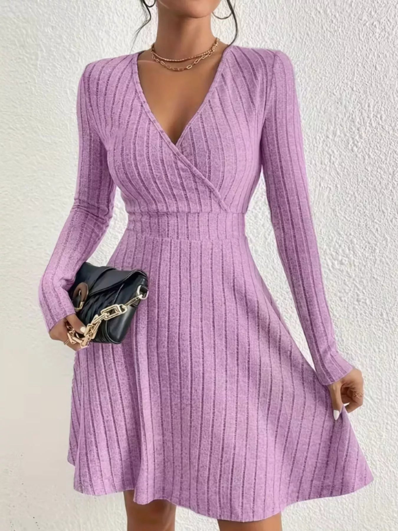 Ribbed Knit Wrap Mini Dress OutfitFlow