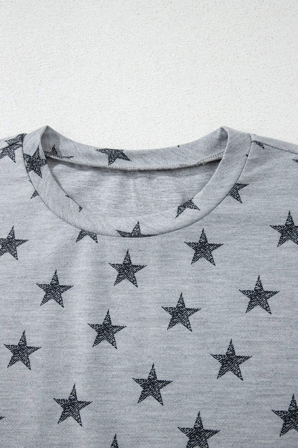 Star Print Tiered Ruffled Sleeve Crew Neck T Shirt OutfitFlow