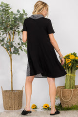 Celeste Full Size Decor Button Short Sleeve Dress with Pockets Plus Size OutfitFlow