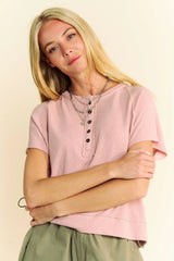 Davi & Dani Breezy Knit Fabric Short Sleeve T-shirt Top OutfitFlow