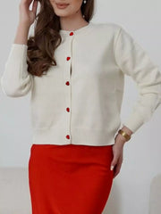 Button-Front Long Sleeve Cardigan OutfitFlow