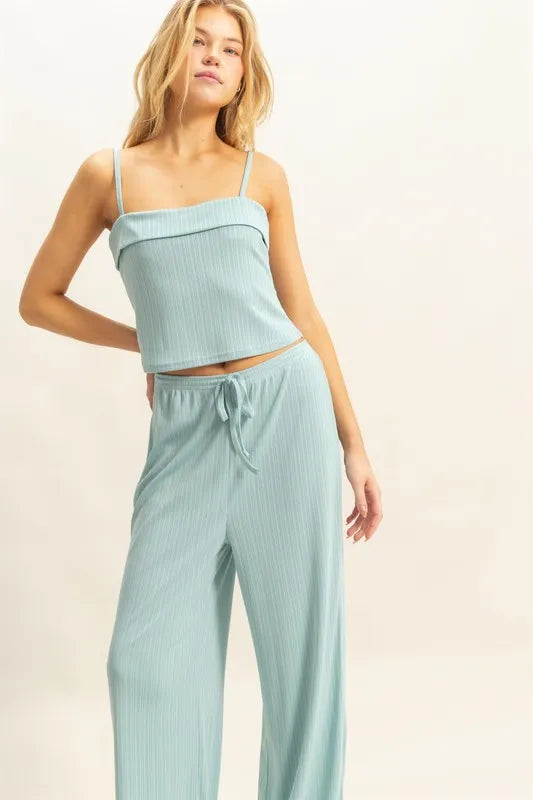 HYFVE Rib Knit Cami Top and Pants Set OutfitFlow