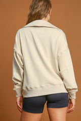 Outfit Flow - Umgee Johnny Collar Dropped Shoulder Sweatshirt