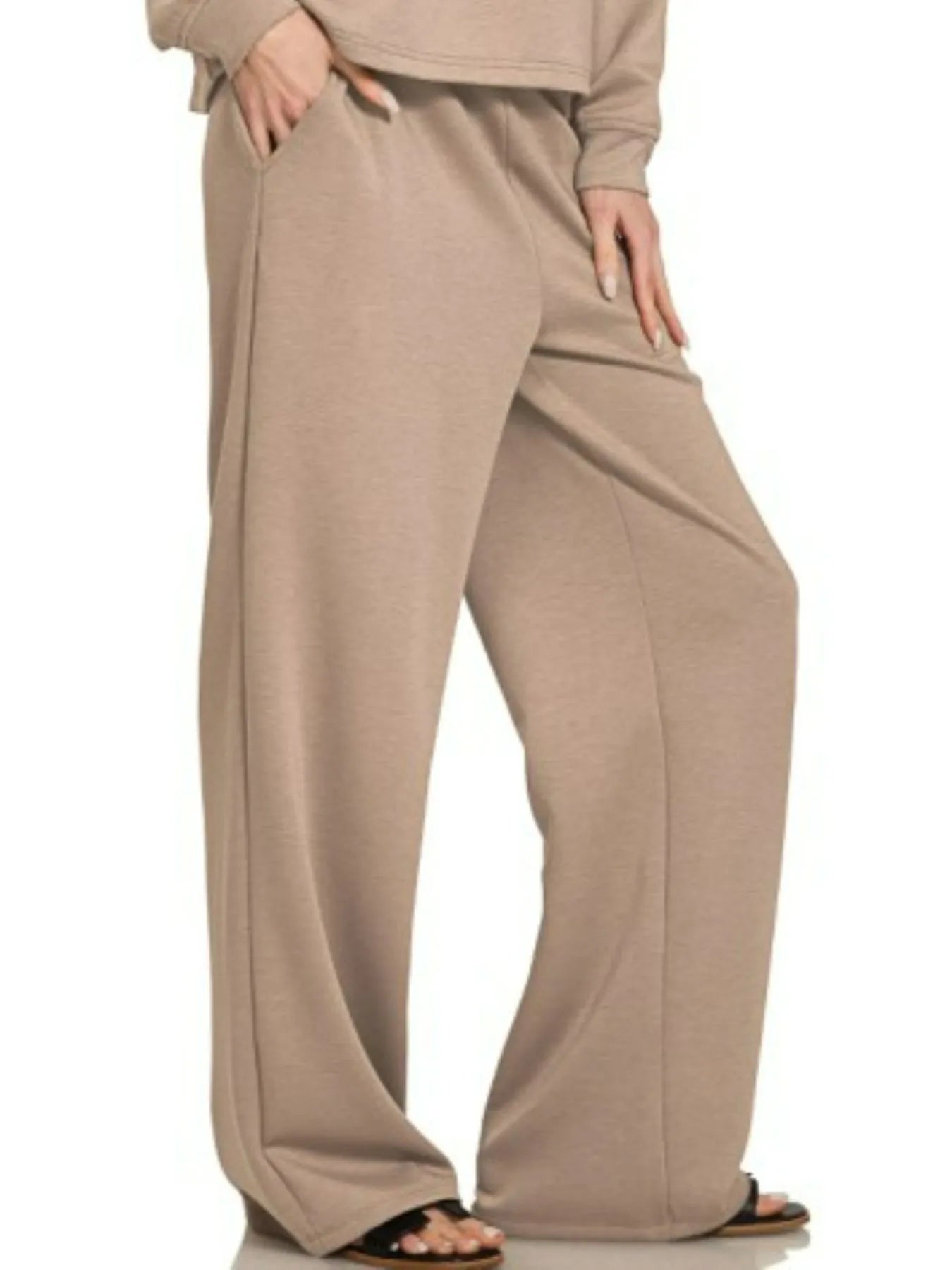 Zenana Scuba Crewneck Sweatshirt and Pants Set Trendsi