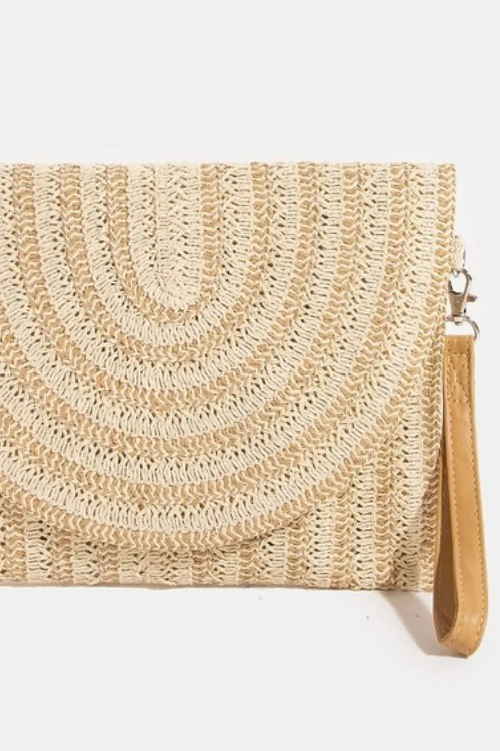 Fame Two Tone Woven Paper Envelope Clutch Bag OutfitFlow