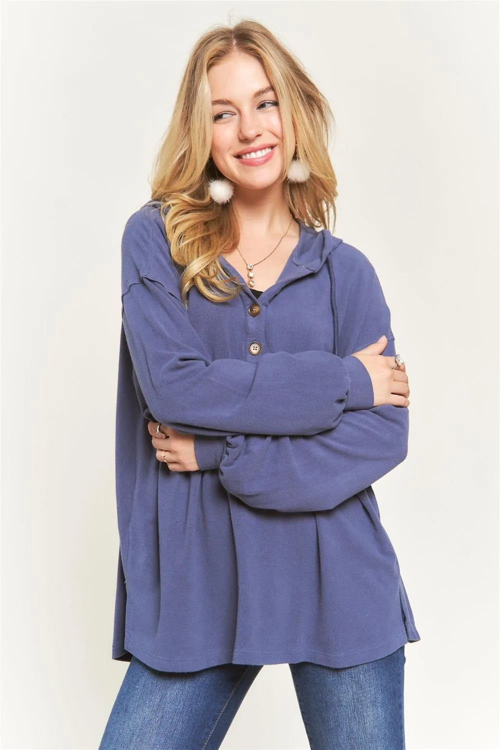 ADORA Henley Hoodie Tunic Top OutfitFlow