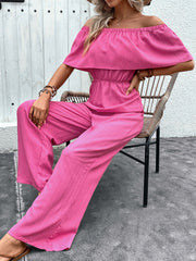 Outfit Flow - Perfee Off-Shoulder Wide Leg Jumpsuit