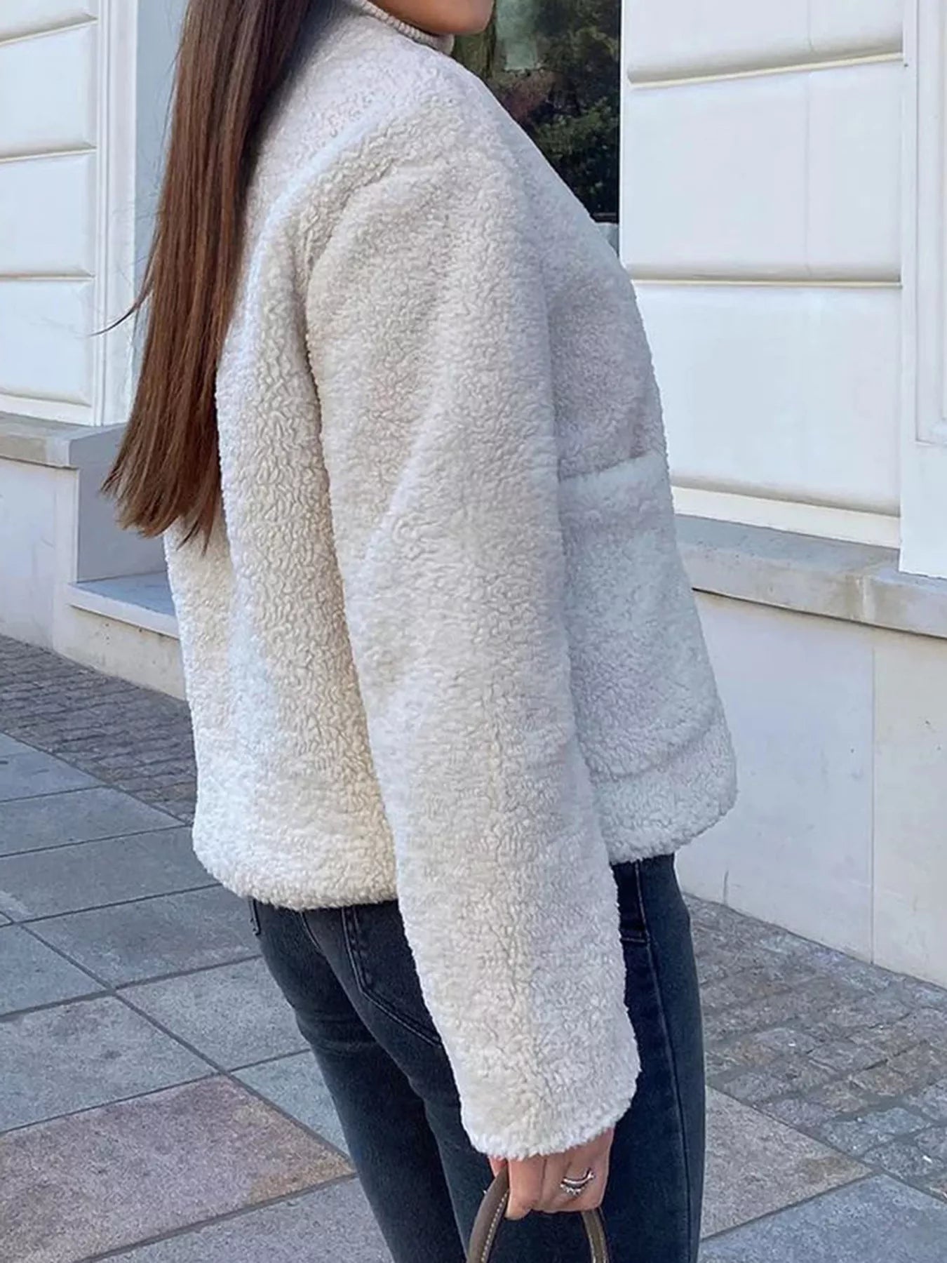 Sherpa Fleece Toggle Button Jacket OutfitFlow