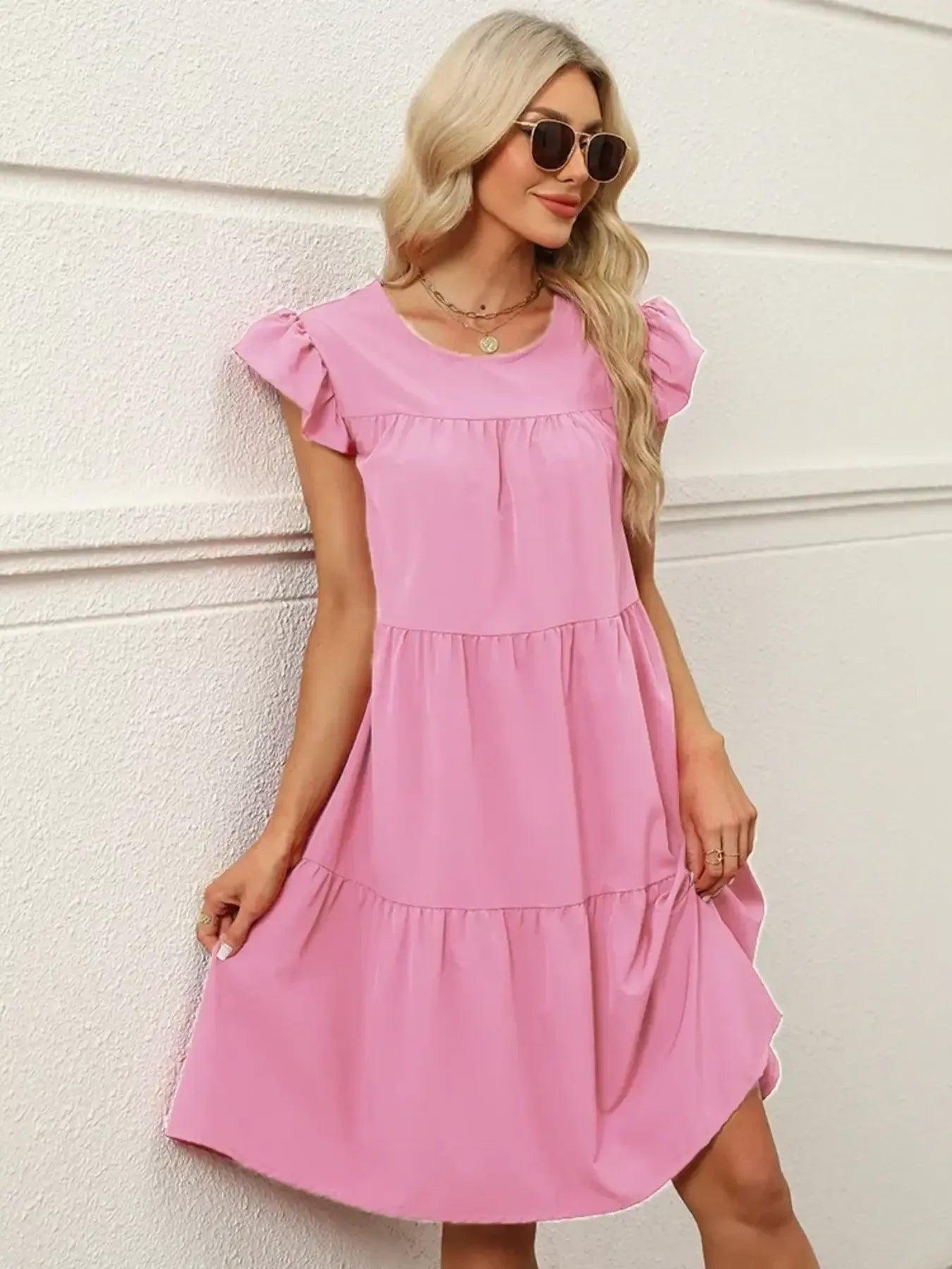 Tiered Ruffle Sleeve Mini Dress OutfitFlow