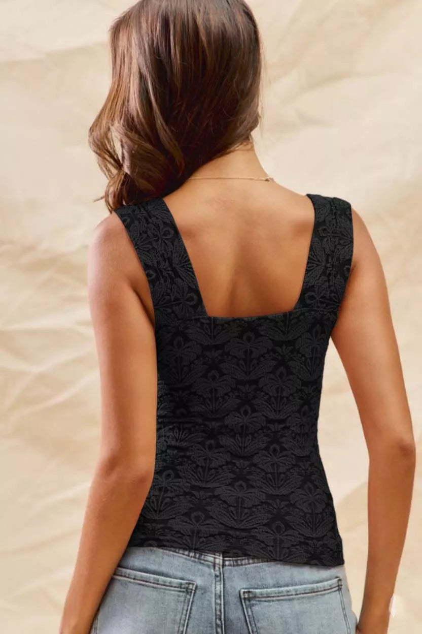 SO ME Floral Jacquard Seamless Tank Top OutfitFlow