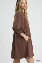 Umgee Notched Shift Dress with Trim Detail OutfitFlow