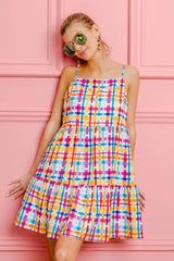 BiBi Multi Colors Plaid Sleeveless Sun Dress OutfitFlow