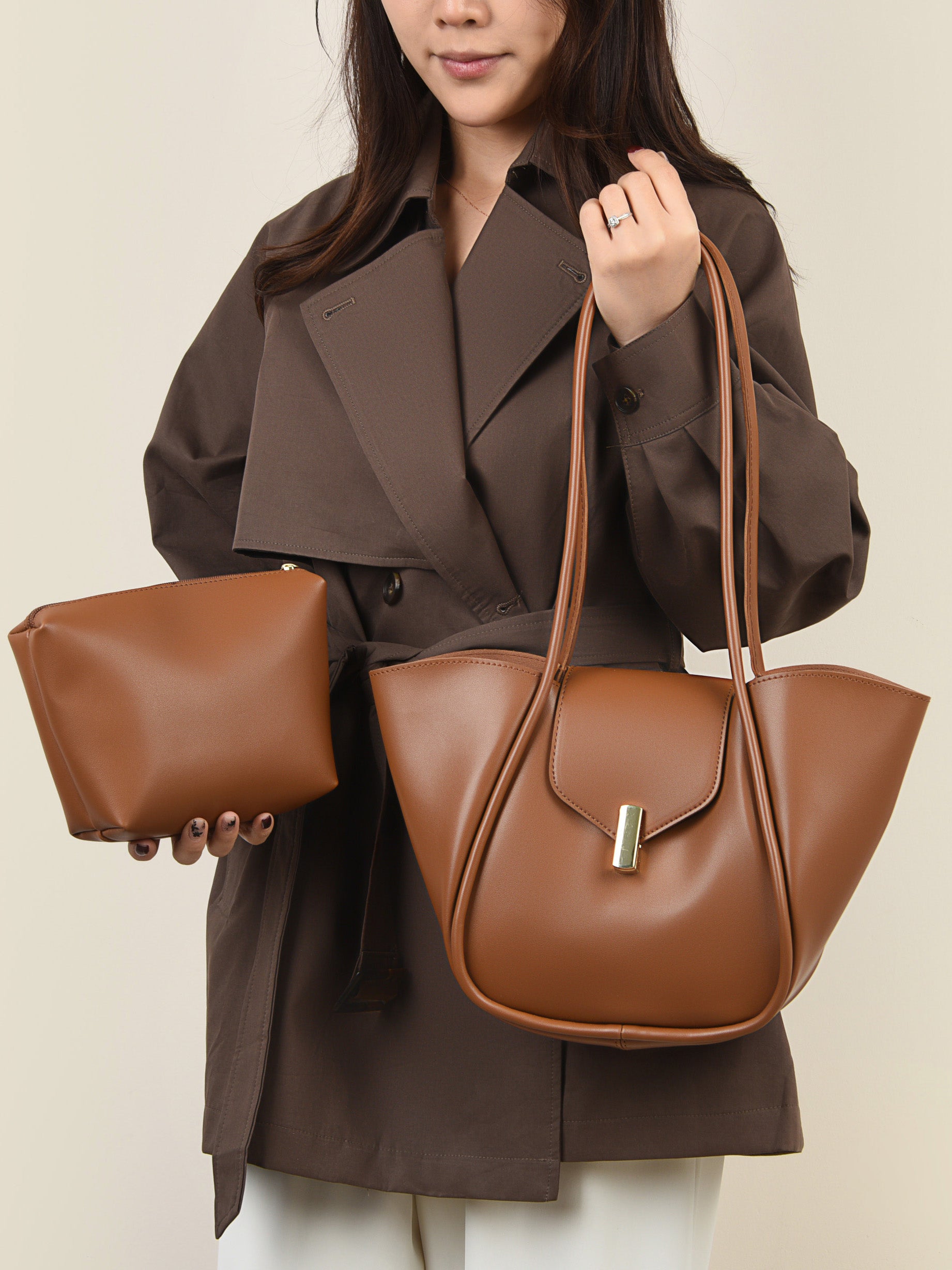 Outfit Flow - PU Leather Shoulder Bag with Pouch