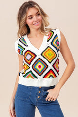 BiBi Diamond Granny Square Sweater Vest OutfitFlow