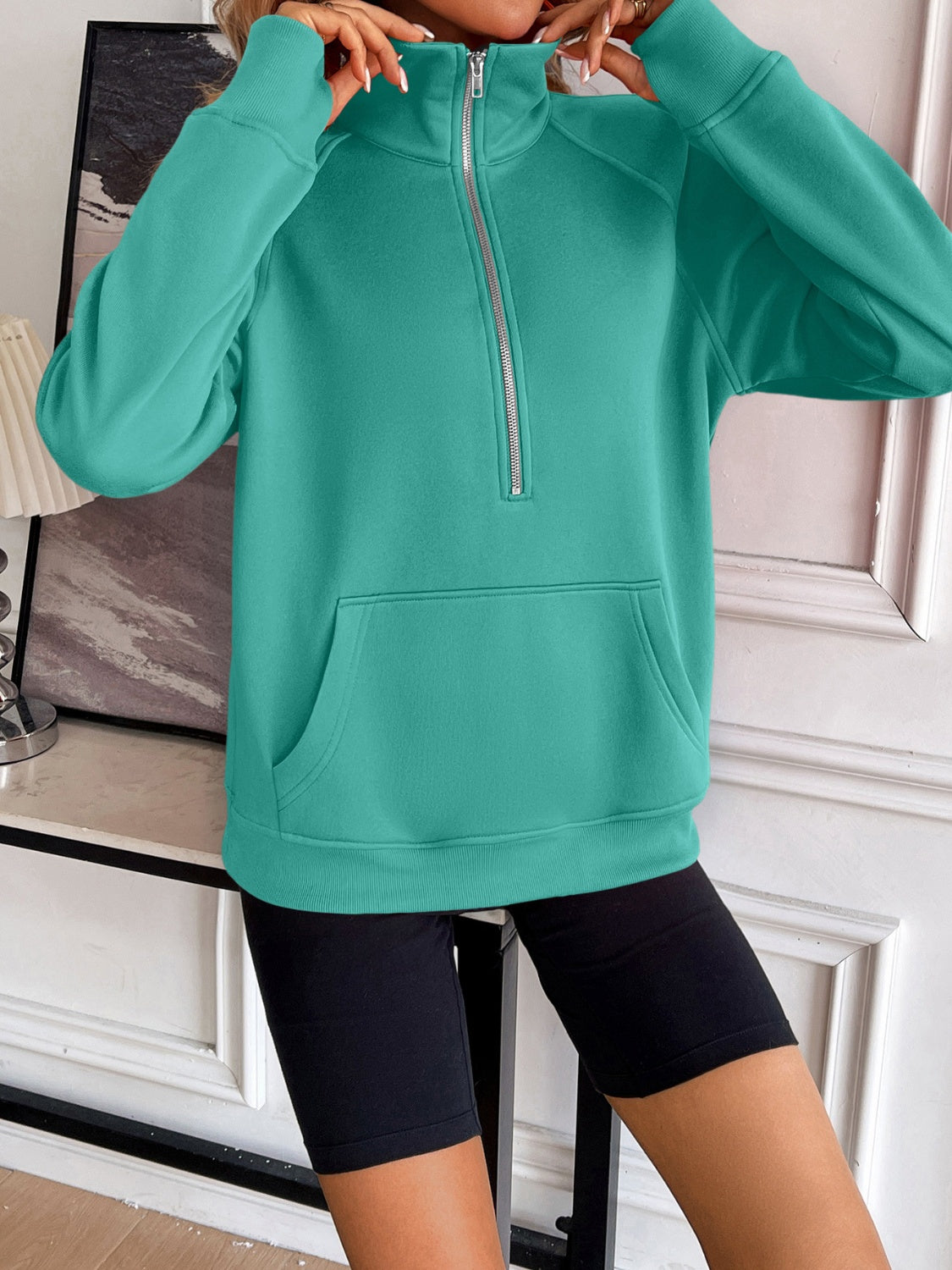 Outfit Flow - Ivy Lane Half Zip Raglan Sleeve Sweatshirt