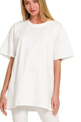 Zenana Cotton Round Neck Top & Legging Set OutfitFlow