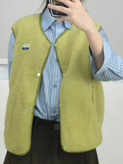 Snap Down Sherpa Vest Coat OutfitFlow