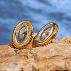 18K Gold-Plated Stainless Steel Stud Earring OutfitFlow