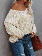 V-Neck Long Sleeve Sweater OutfitFlow