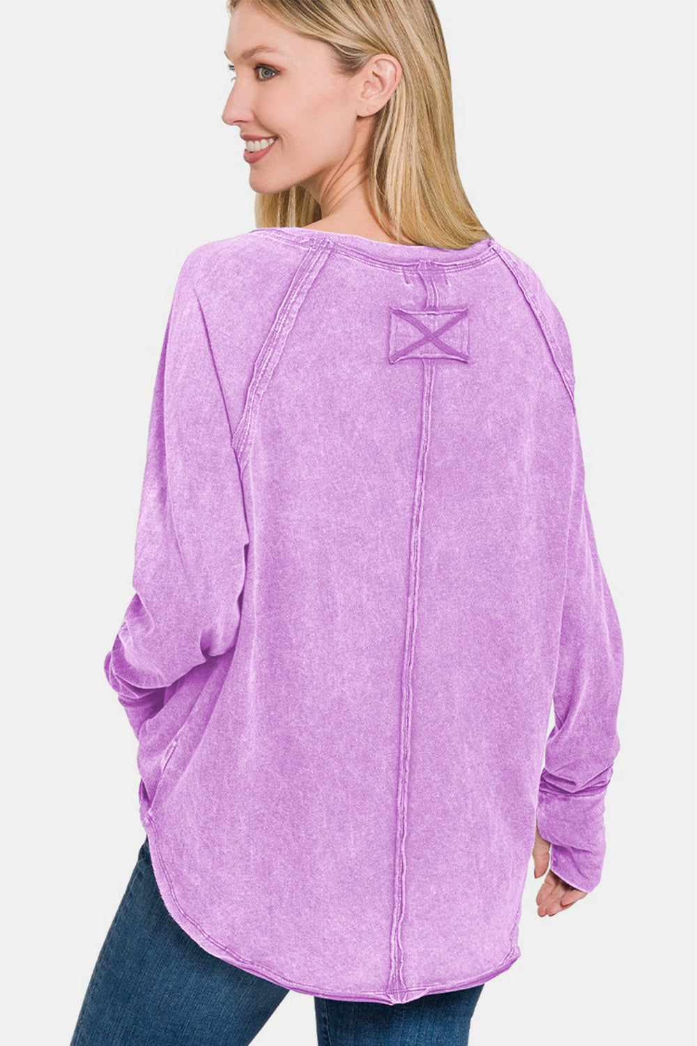 Outfit Flow - Zenana Round Neck Thumbhole Long Sleeve T-Shirt