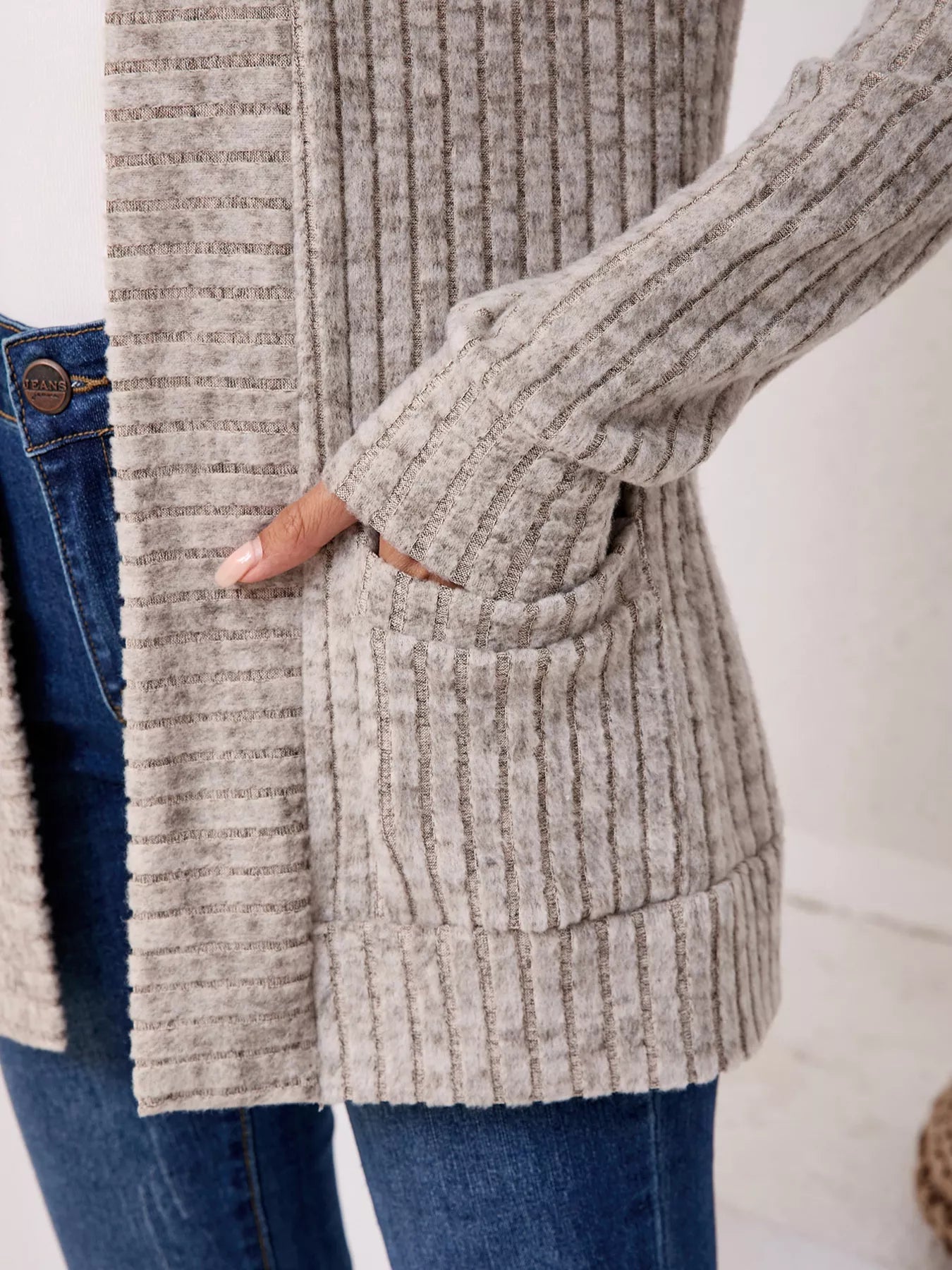 Casual Knit Open Front Cardigan OutfitFlow