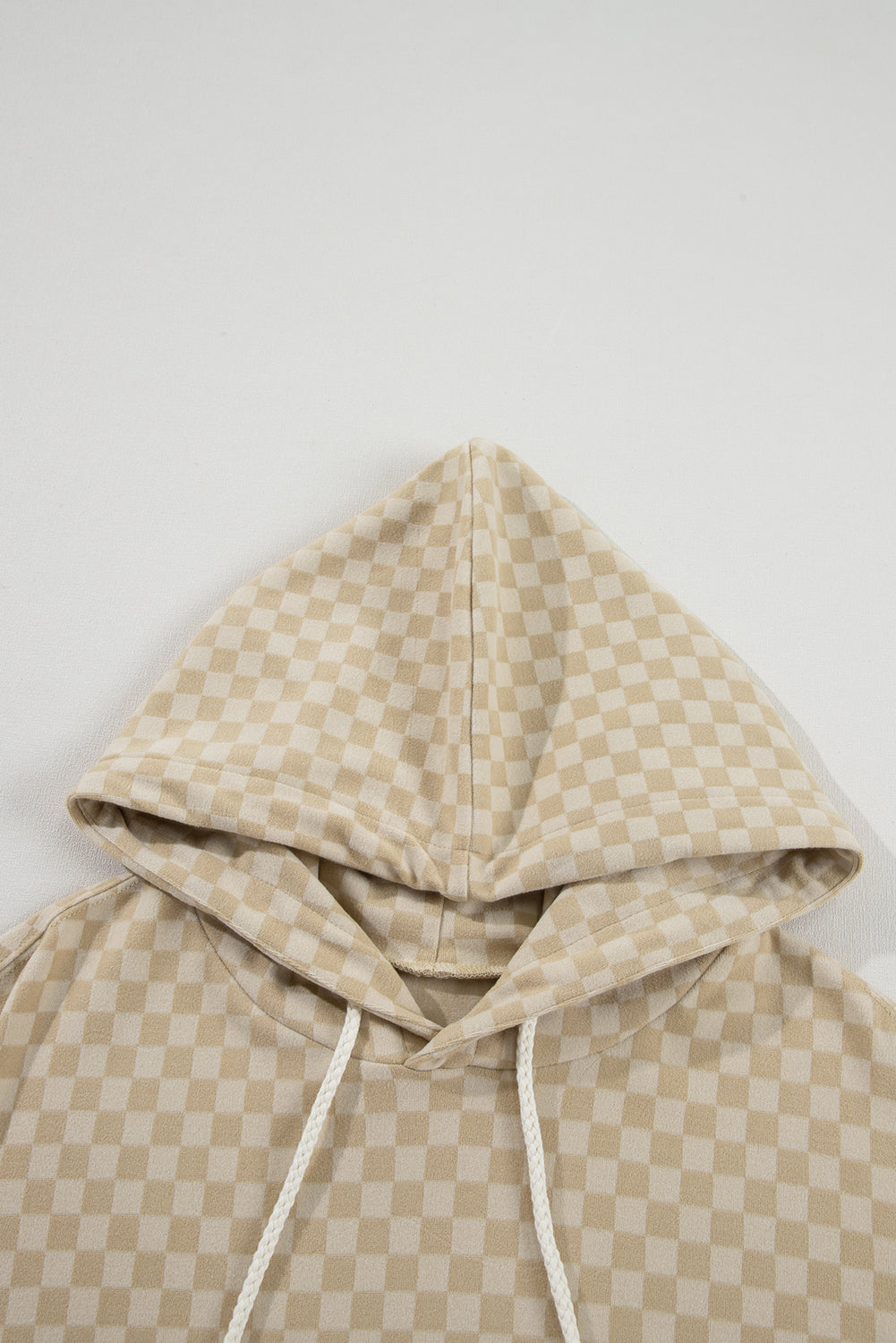 Outfit Flow - Checkered Print Kangaroo Pocket Drawstring Hoodie