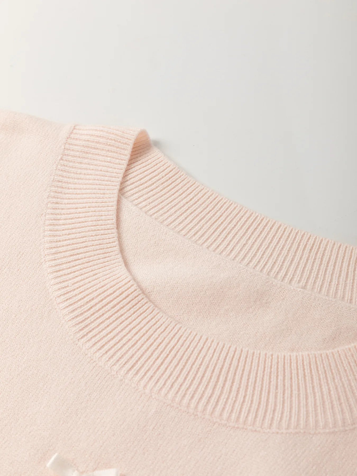 Pearl Embellished Bow Detail Short Sleeve Sweater OutfitFlow