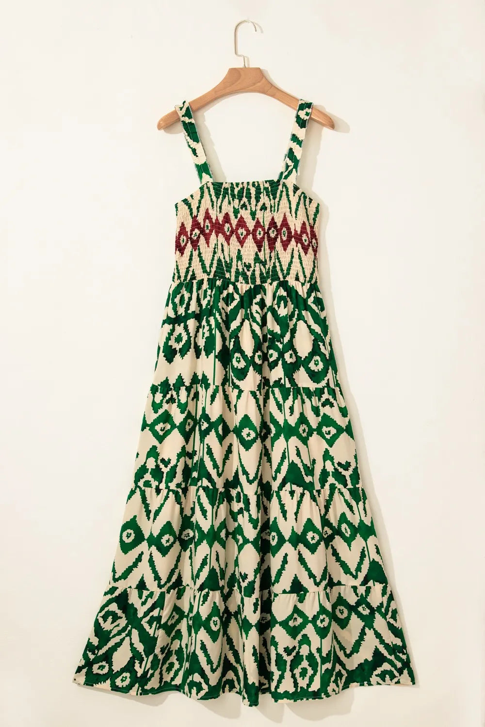 Western Aztec Shirred A-line Sleeveless Maxi Dress OutfitFlow