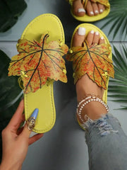 Open Toe Flats Slippers Yellow-Green OutfitFlow