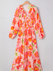 Smocked Floral Long Sleeve Maxi Dress OutfitFlow