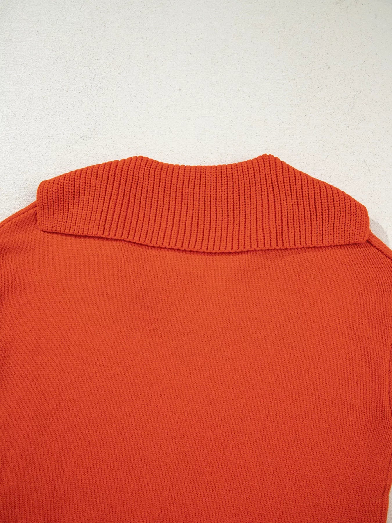 Collared V Neck Ribbed Edge Sweater OutfitFlow