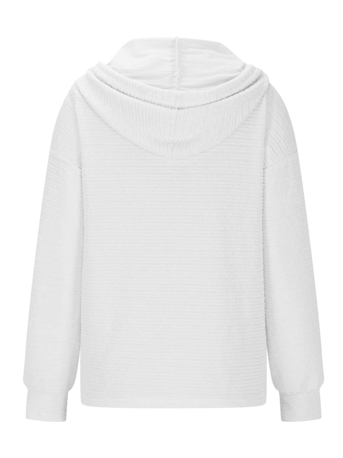 Outfit Flow - Drawstring Quarter Button Long Sleeve Hoodie