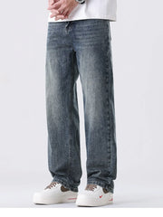 Men's Full Size Vintage Wash Relaxed Fit Straight Jeans Plus Size OutfitFlow