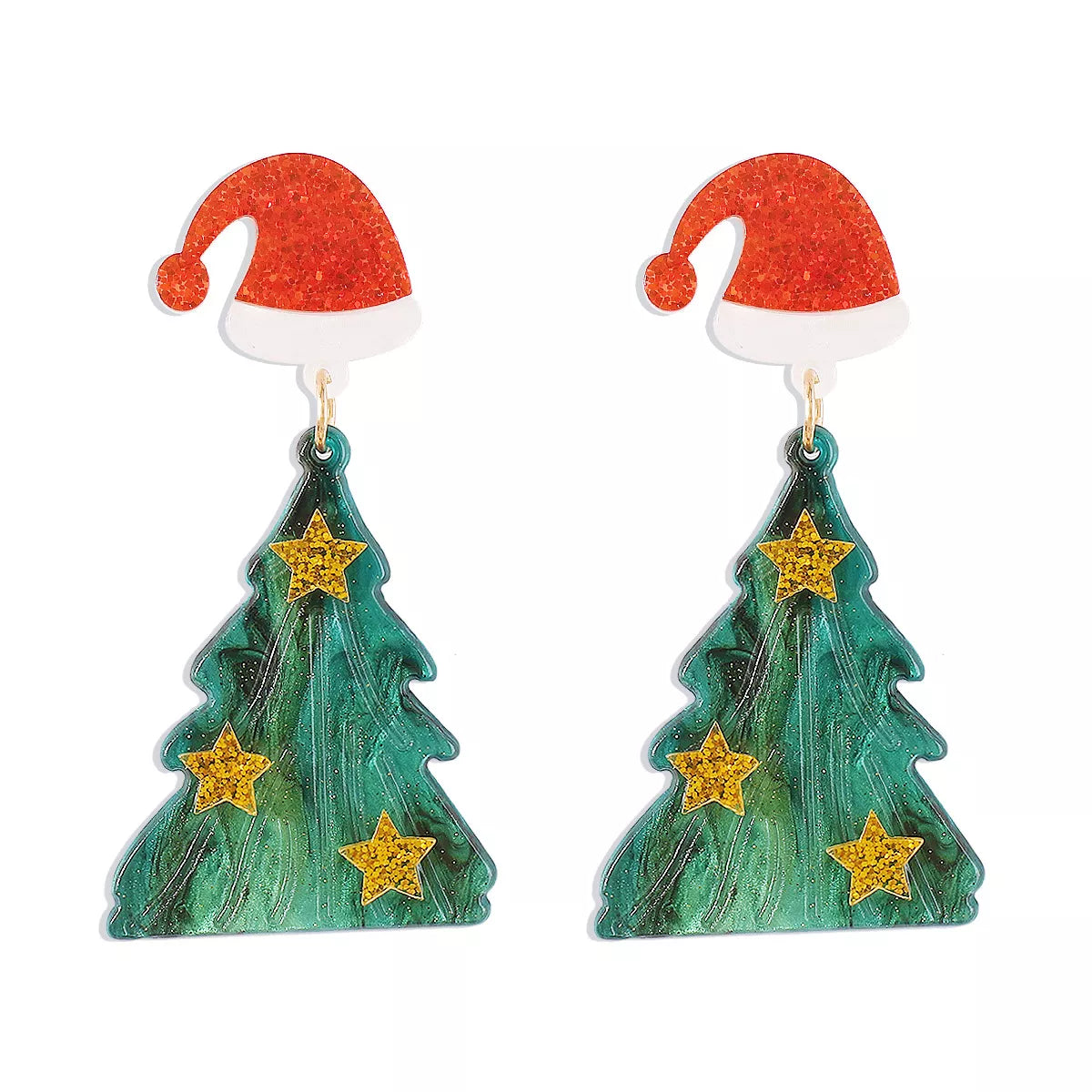 Acrylic Resin Christmas Tree Drop Earrings OutfitFlow