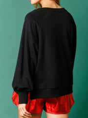 Christmas Sequin Gingerbread Round Neck Sweatshirt OutfitFlow