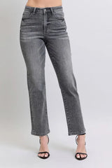 Judy Blue Full Size High Waist Rhinestone Straight Jeans Plus Size GRY OutfitFlow