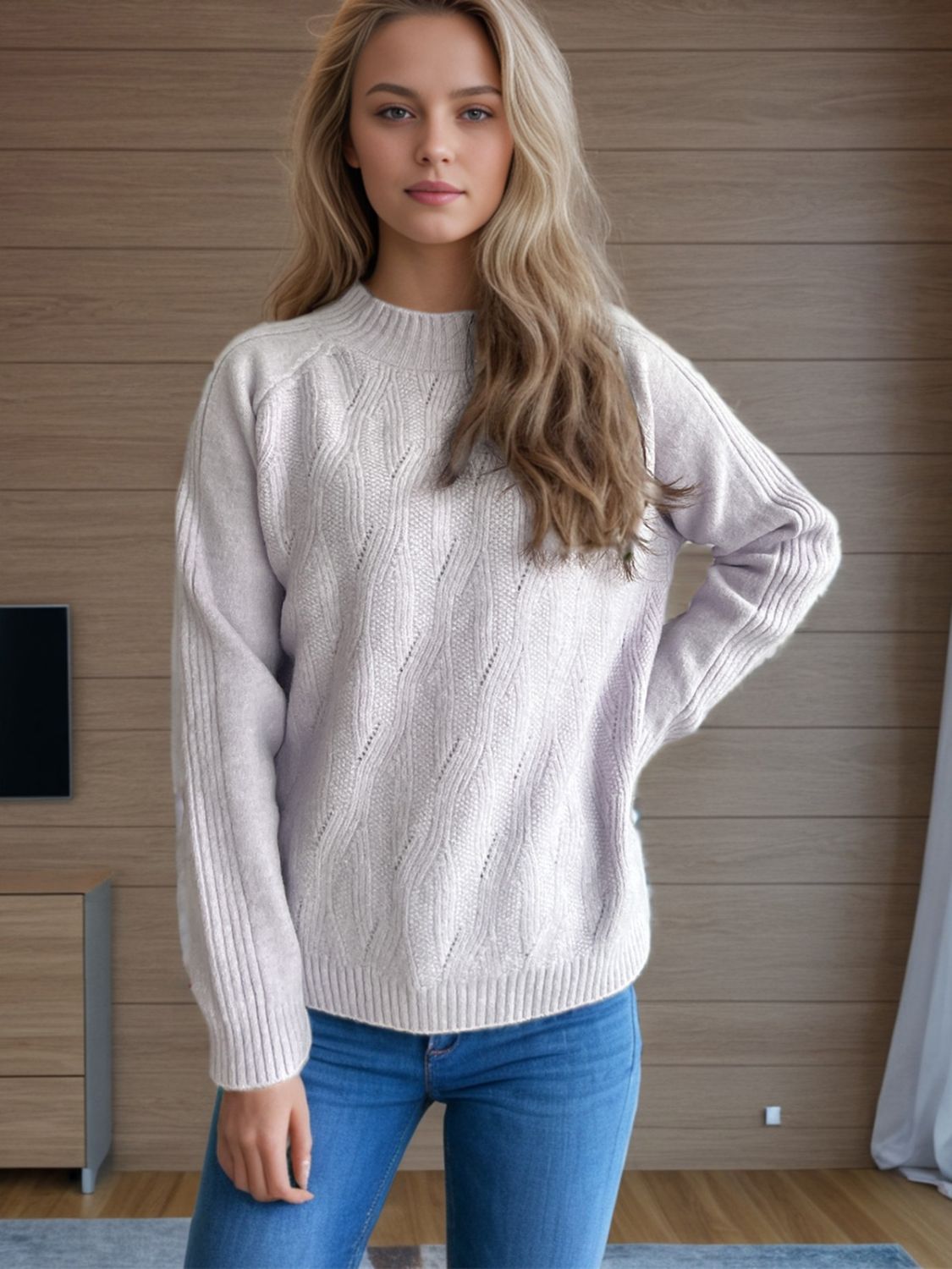 Outfit Flow - Mock Neck Long Sleeve Sweater