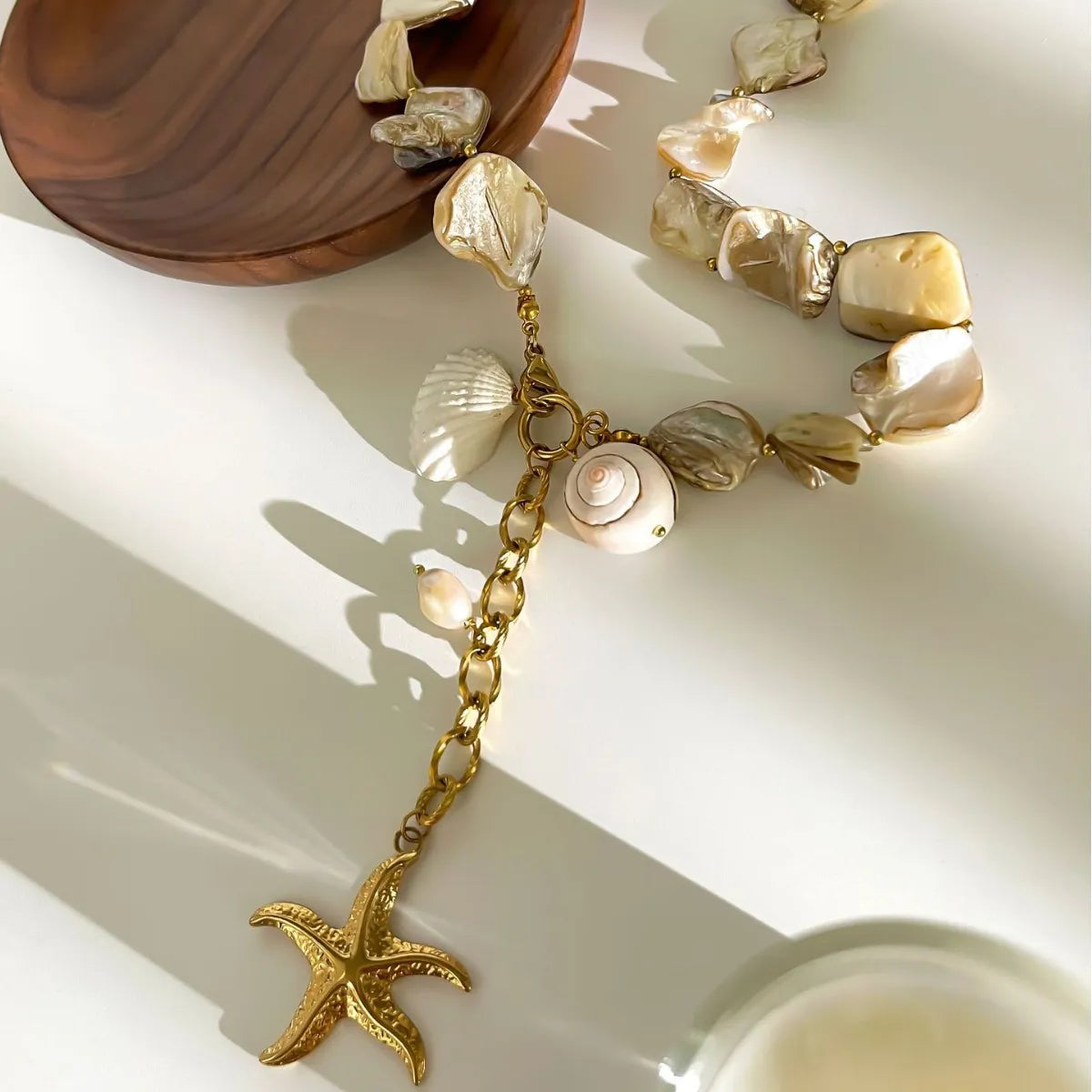 Bohemian Seashell Starfish Pendant Necklace OutfitFlow