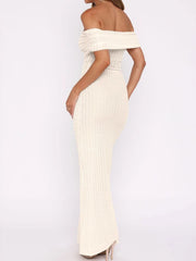 Off Shoulder Texture Maxi Dress OutfitFlow