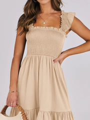 Ruffled Hem Smocked Cami Dress OutfitFlow