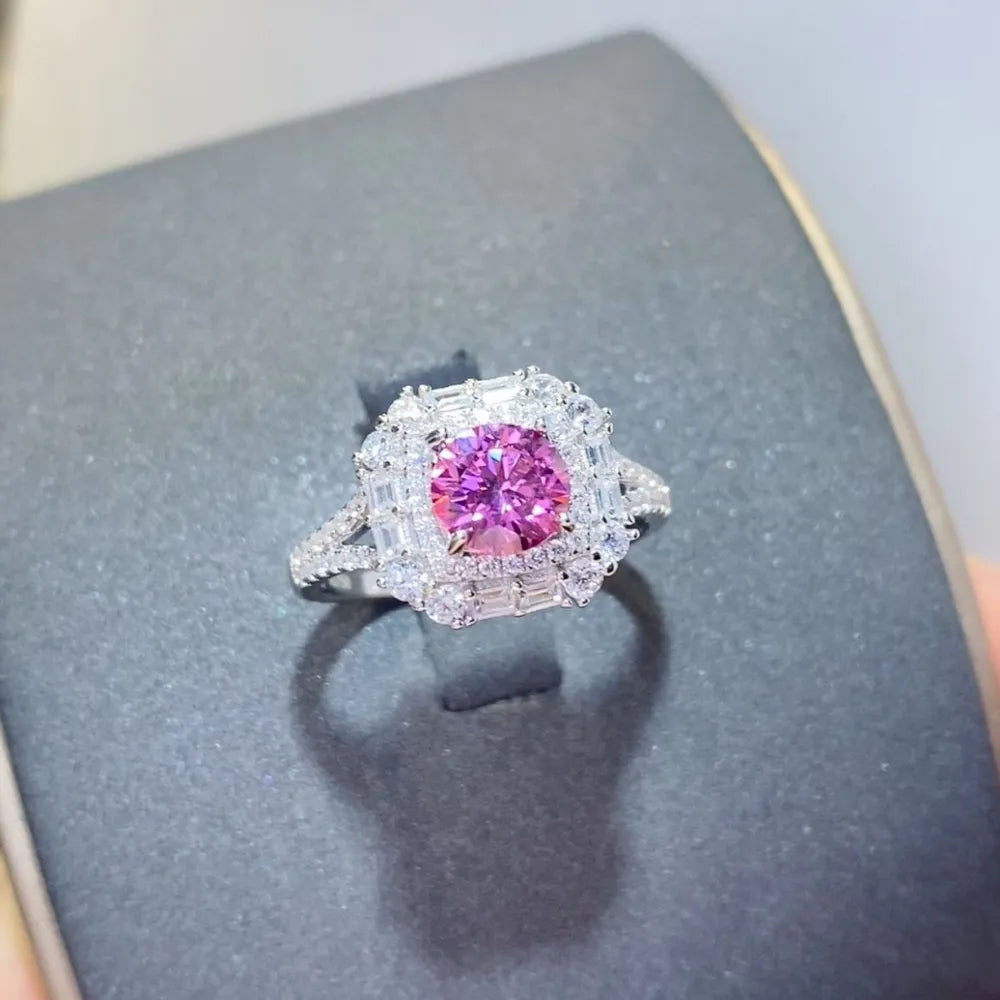 1 Carat Moissanite Zircon 925 Sterling Silver Ring Silver OutfitFlow