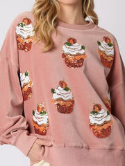 Christmas Cupcake Dropped Shoulder Sweatshirt OutfitFlow