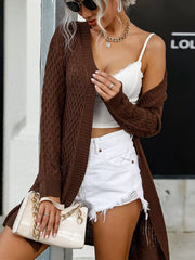 Cable Knit Open Front Cardigan OutfitFlow