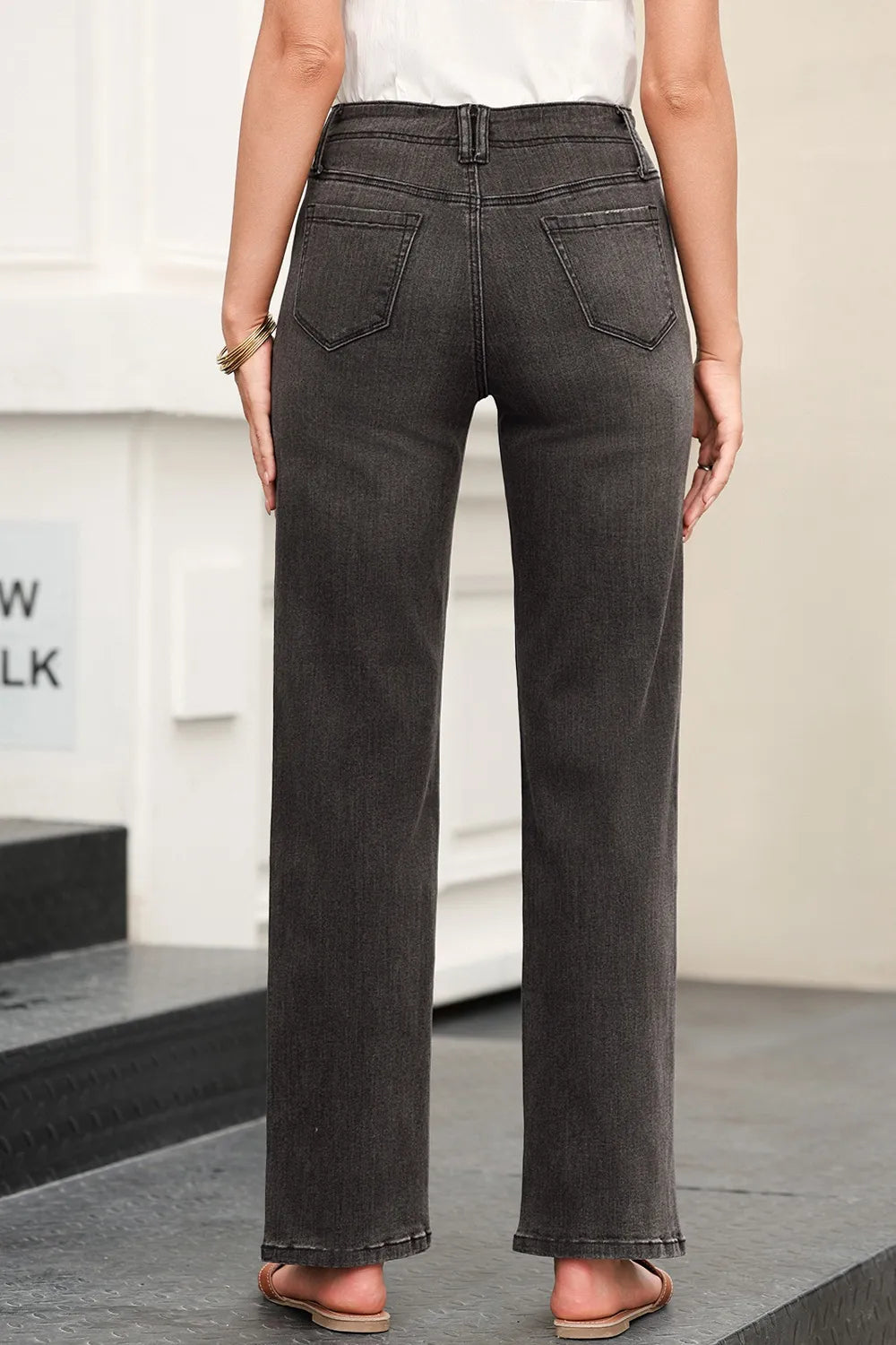 High-Waisted Wide-Leg Vintage Wash Jeans OutfitFlow