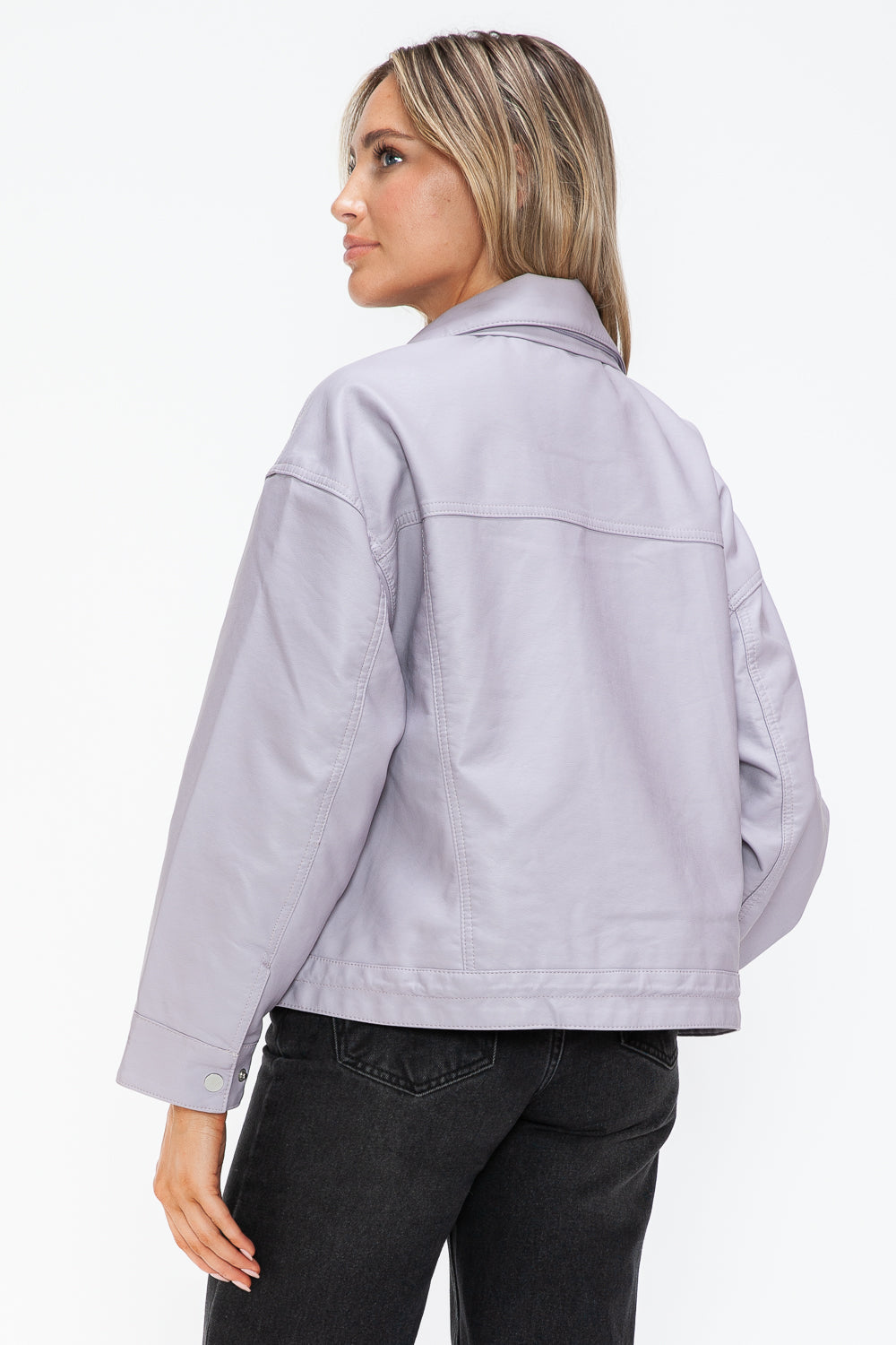 Outfit Flow - How Dare U Drawstring Hem PU Leather Zip Up Jacket