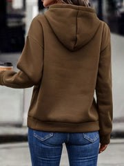 Fringe Detail Long Sleeve Drawstring Hoodie OutfitFlow