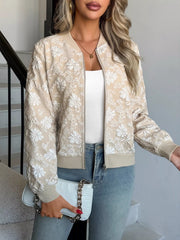 Floral Lightweight Zip Up Jacket Trendsi