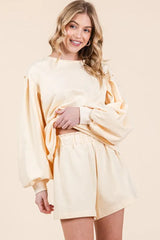 Lime 'N' Chili French Terry Sweatshirt and Shorts Set OutfitFlow