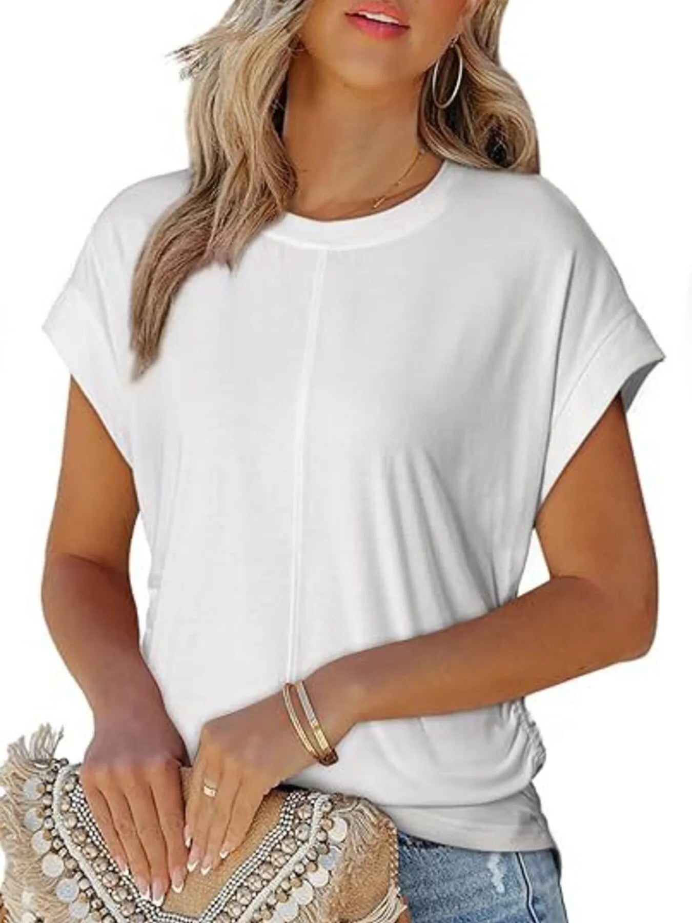 Round Neck Short Sleeve T-Shirt OutfitFlow