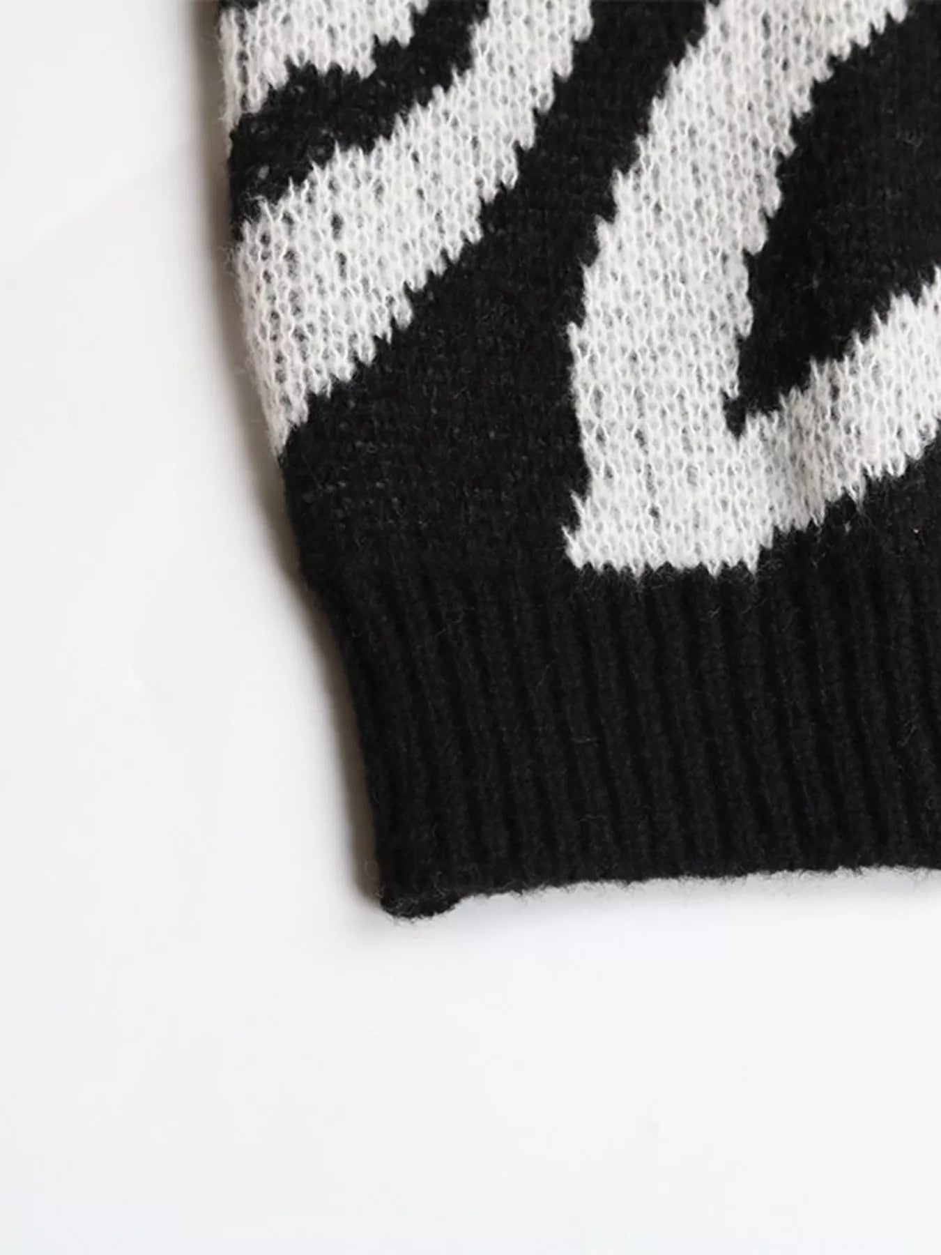 Zebra Print Relaxed Fit Pullover Sweater OutfitFlow